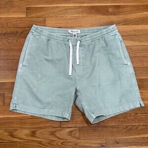 Madewell Men’s Shorts Green Cotton Elastic Waist Size Large Drawstring 6"